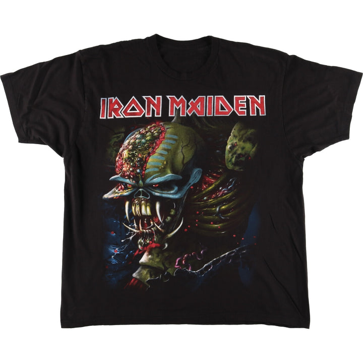 IRON MAIDEN Skull Pattern Band T-shirt, Men's XL size unclear black type Vintage Second Hand