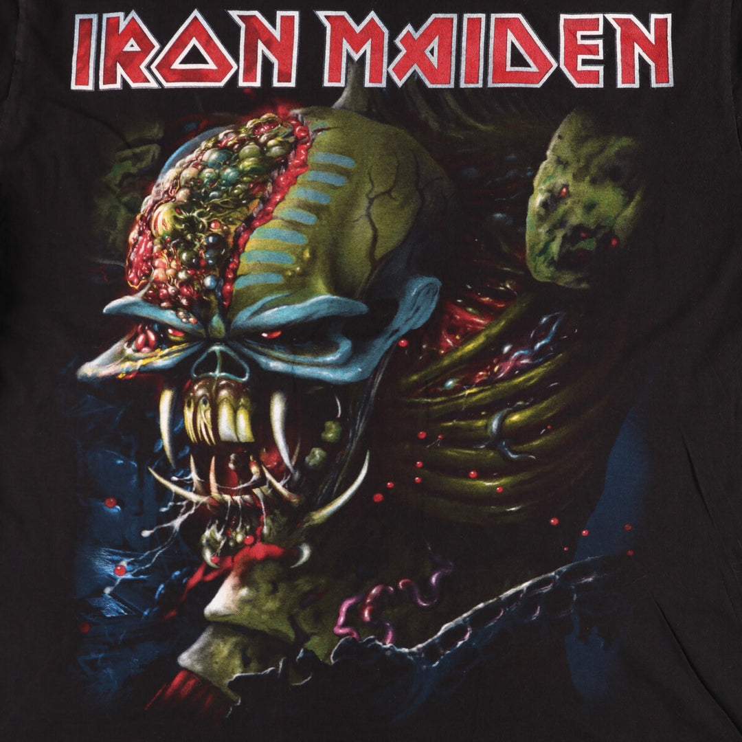IRON MAIDEN Skull Pattern Band T-shirt, Men's XL size unclear black type Vintage Second Hand