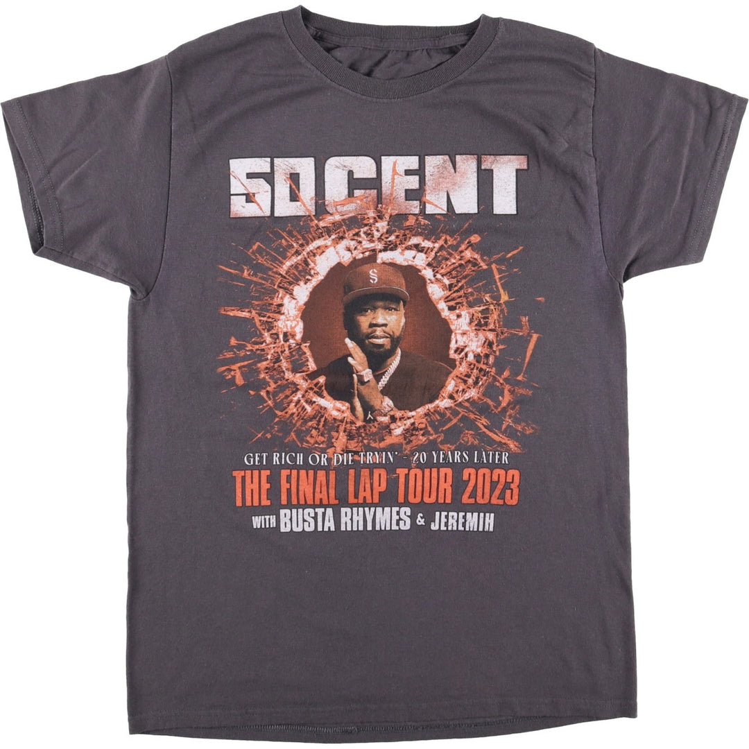 50 CENT rap t-shirt, men's size S unclear gray type Vintage Second Hand
