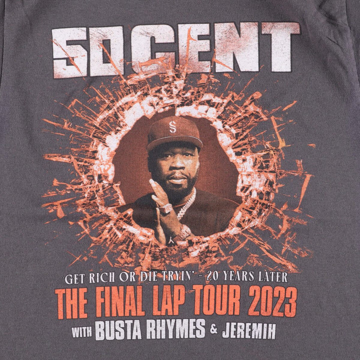 50 CENT rap t-shirt, men's size S unclear gray type Vintage Second Hand