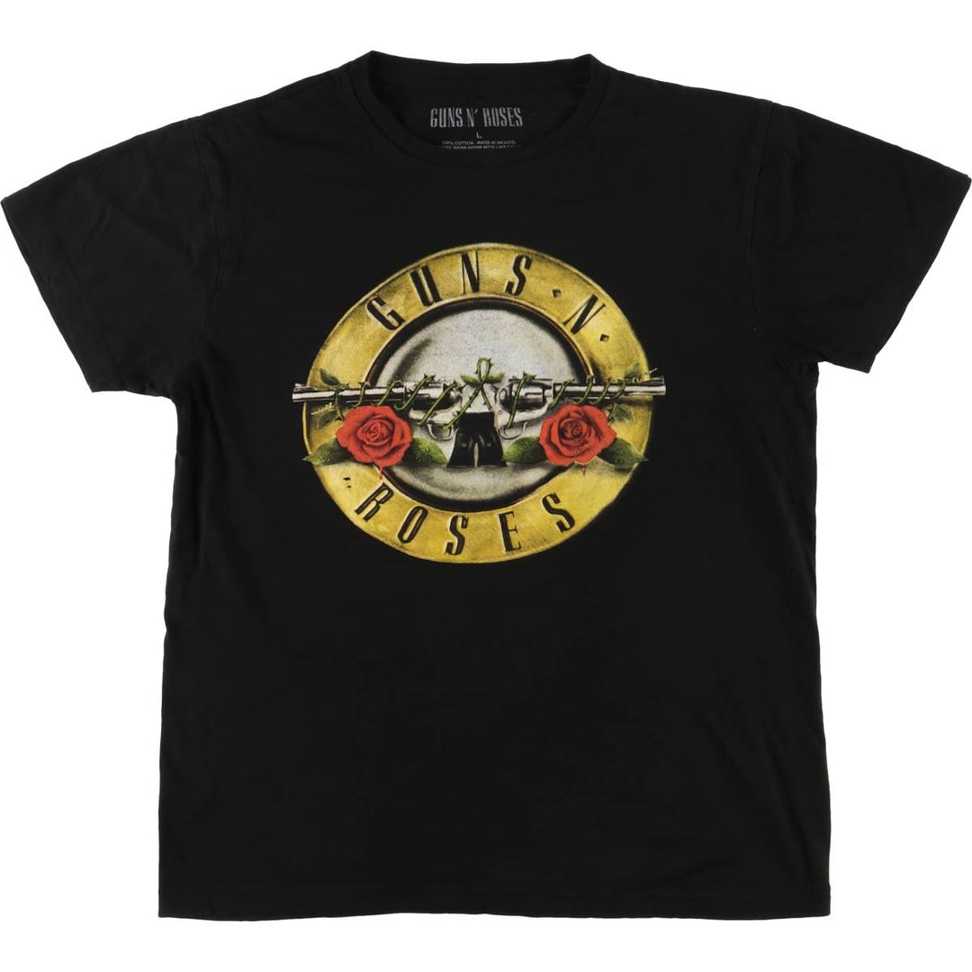 GUNS N' ROSES Guns N' Roses Floral Band T-Shirt Band Tee Men's L size cotton black type Vintage Second Hand