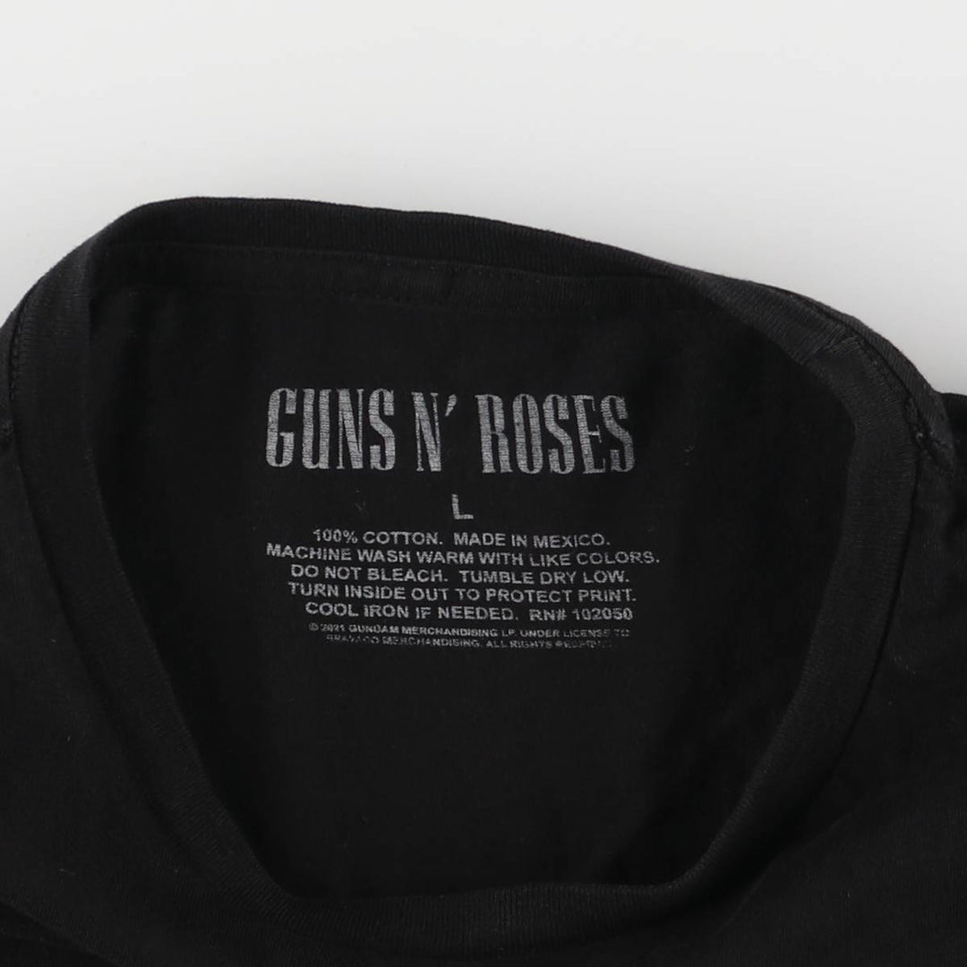 GUNS N' ROSES Guns N' Roses Floral Band T-Shirt Band Tee Men's L size cotton black type Vintage Second Hand