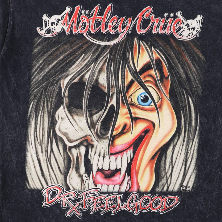 Global MOTLEY CRUE Skull Pattern Band T-shirt Band Tee Men's S size cotton black type Vintage Second Hand