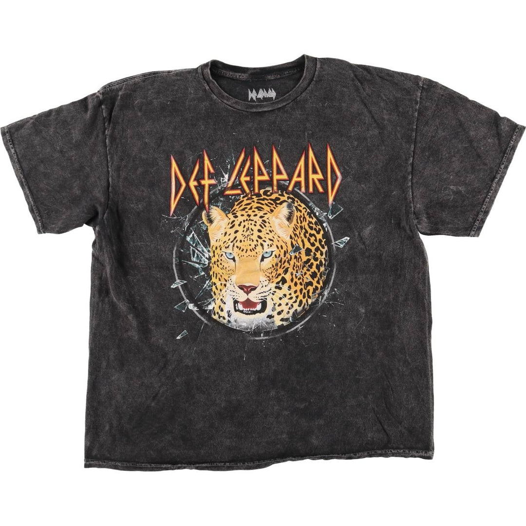 DEF LEPPARD Def Leppard Leopard Pattern Leopard Pattern Band T-shirt Band T Men's L size cotton black type Vintage Second Hand