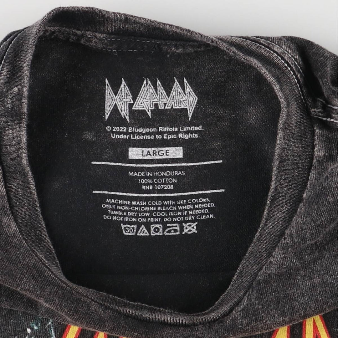 DEF LEPPARD Def Leppard Leopard Pattern Leopard Pattern Band T-shirt Band T Men's L size cotton black type Vintage Second Hand