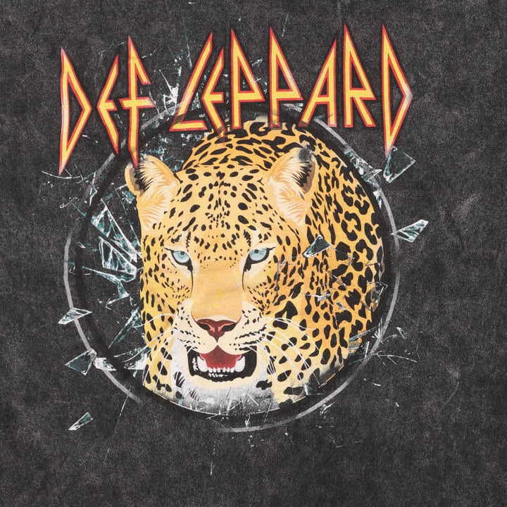 DEF LEPPARD Def Leppard Leopard Pattern Leopard Pattern Band T-shirt Band T Men's L size cotton black type Vintage Second Hand