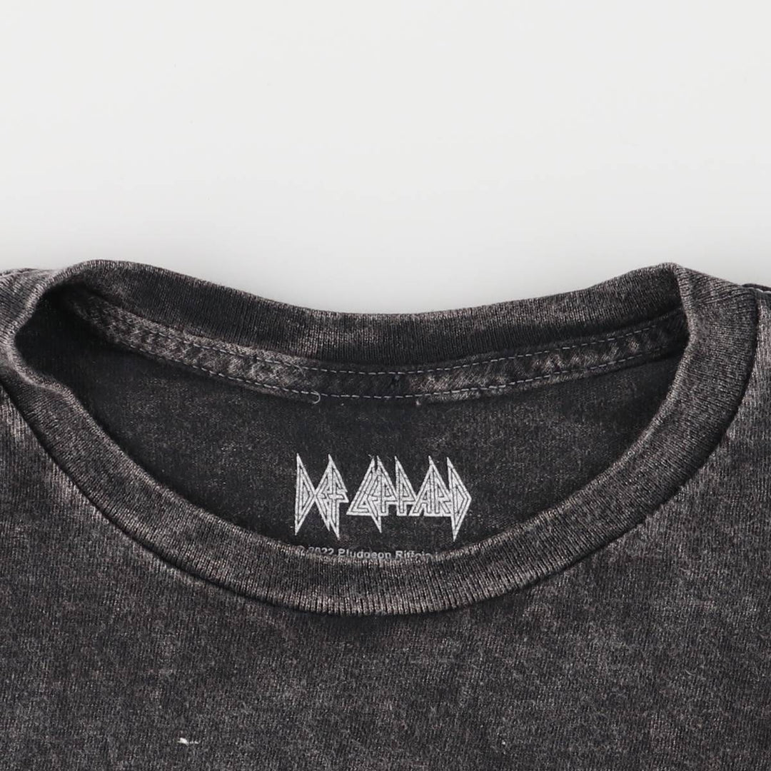 DEF LEPPARD Def Leppard Leopard Pattern Leopard Pattern Band T-shirt Band T Men's L size cotton black type Vintage Second Hand