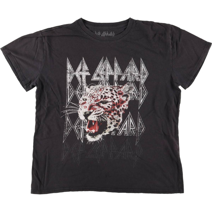 DEF LEPPARD Def Leppard Leopard Pattern Band T-shirt Band Tee Men's XL equivalent cotton black type Vintage Second Hand