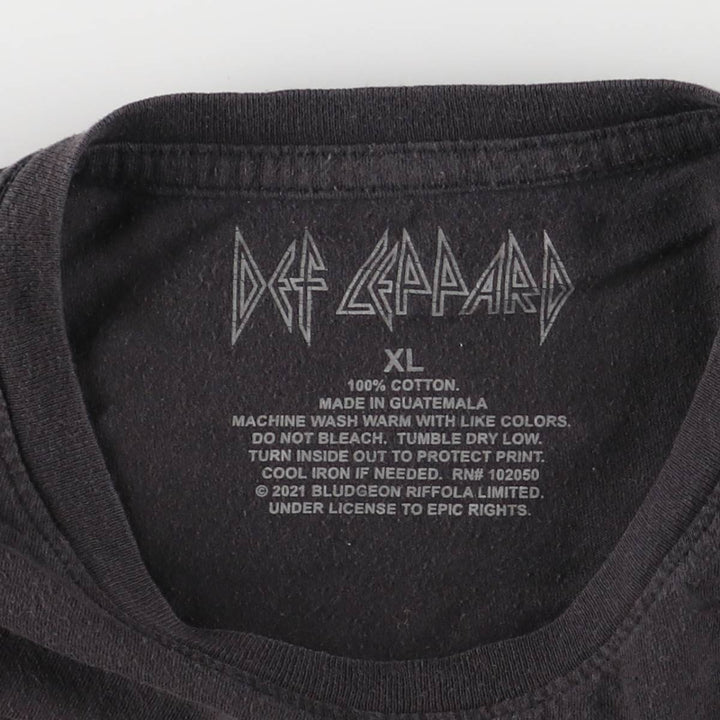 DEF LEPPARD Def Leppard Leopard Pattern Band T-shirt Band Tee Men's XL equivalent cotton black type Vintage Second Hand