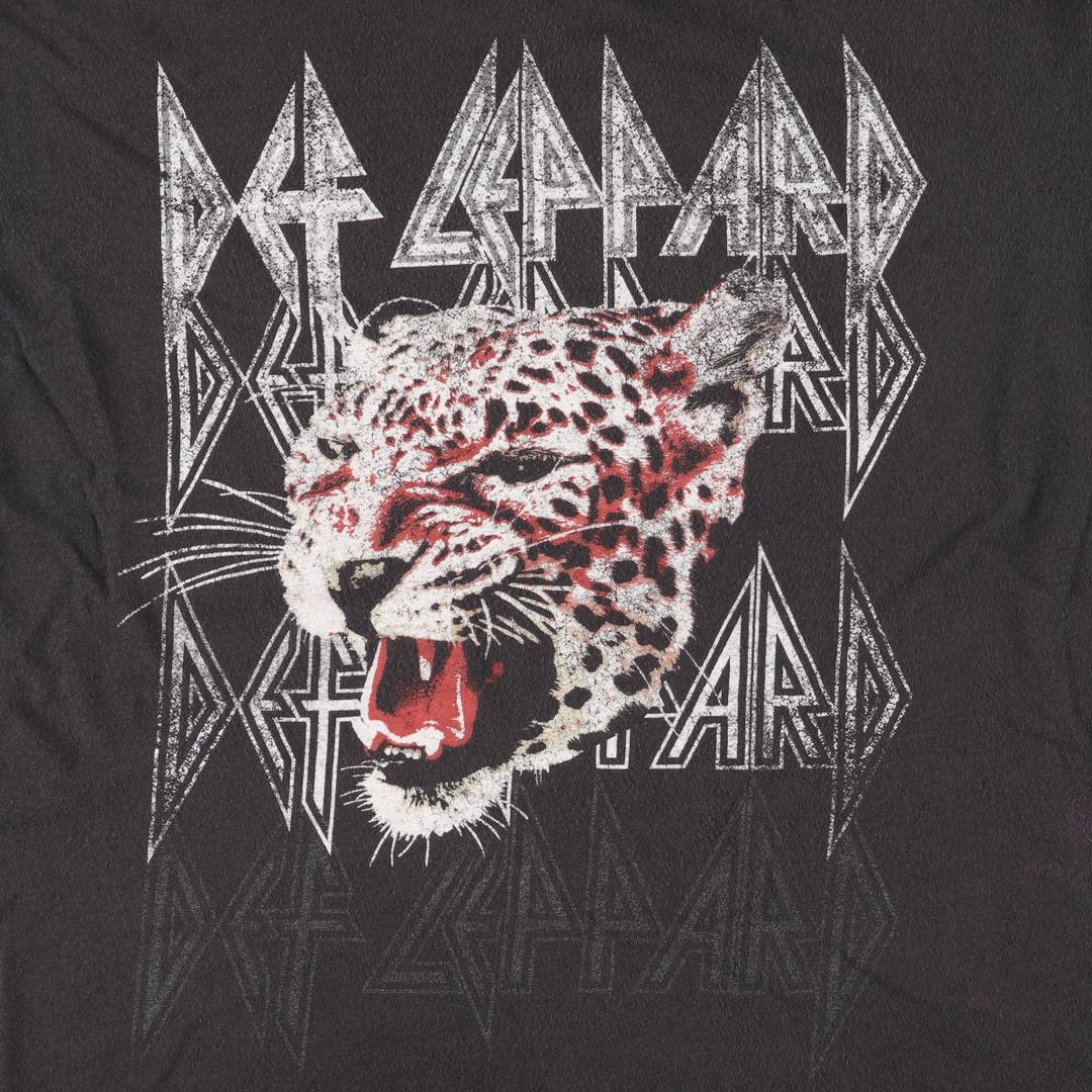 DEF LEPPARD Def Leppard Leopard Pattern Band T-shirt Band Tee Men's XL equivalent cotton black type Vintage Second Hand