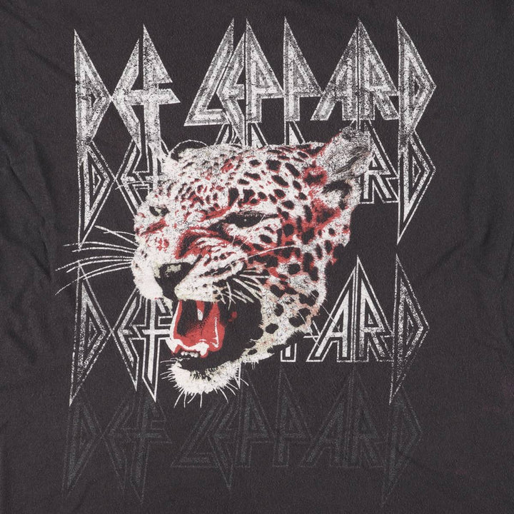 DEF LEPPARD Def Leppard Leopard Pattern Band T-shirt Band Tee Men's XL equivalent cotton black type Vintage Second Hand