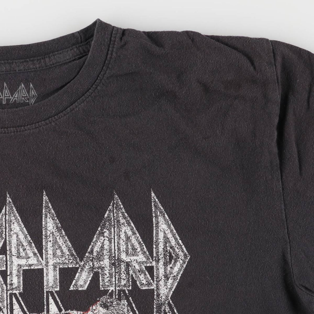 DEF LEPPARD Def Leppard Leopard Pattern Band T-shirt Band Tee Men's XL equivalent cotton black type Vintage Second Hand