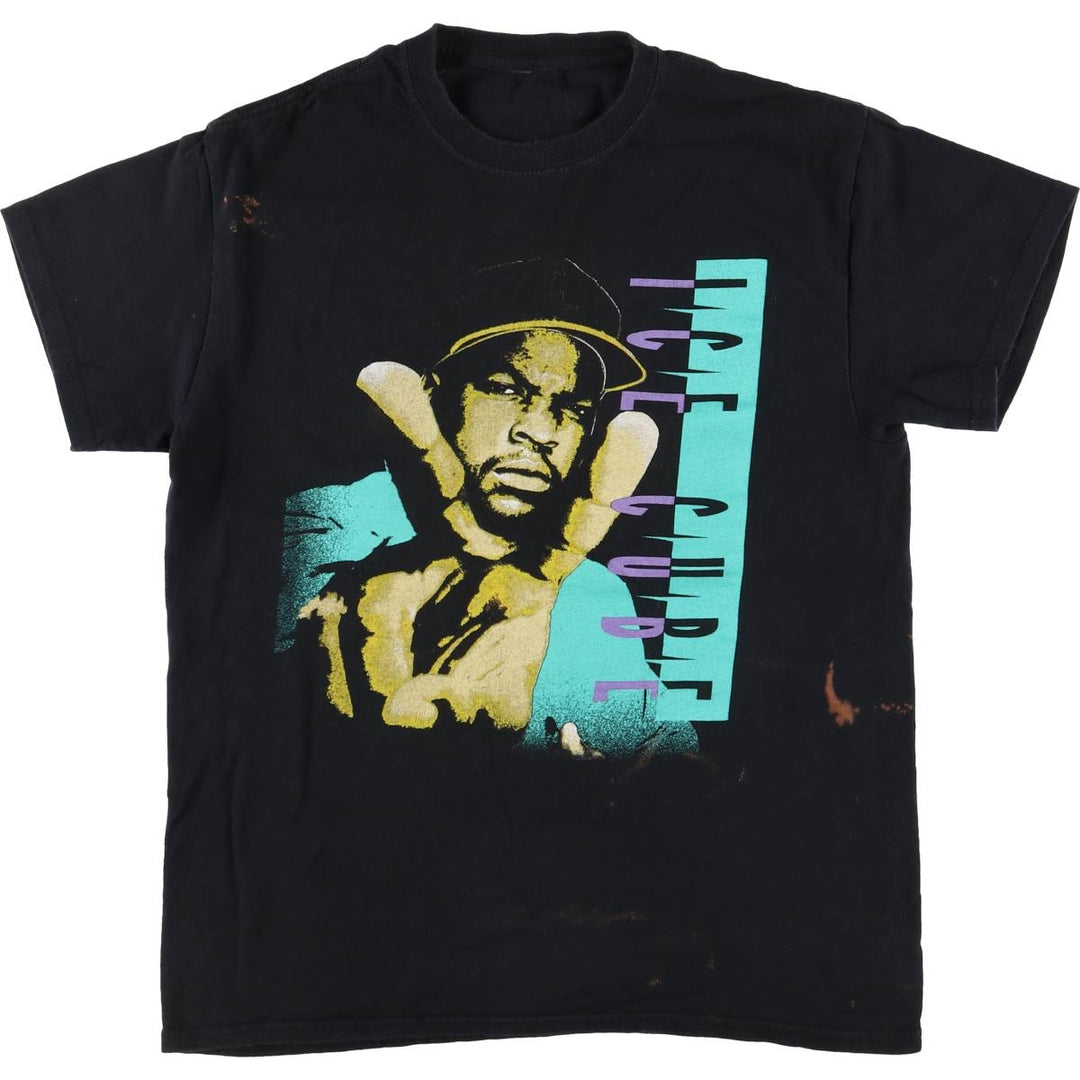 ICE CUBE Rap T-shirt, Men's M size unclear black type Vintage Second Hand