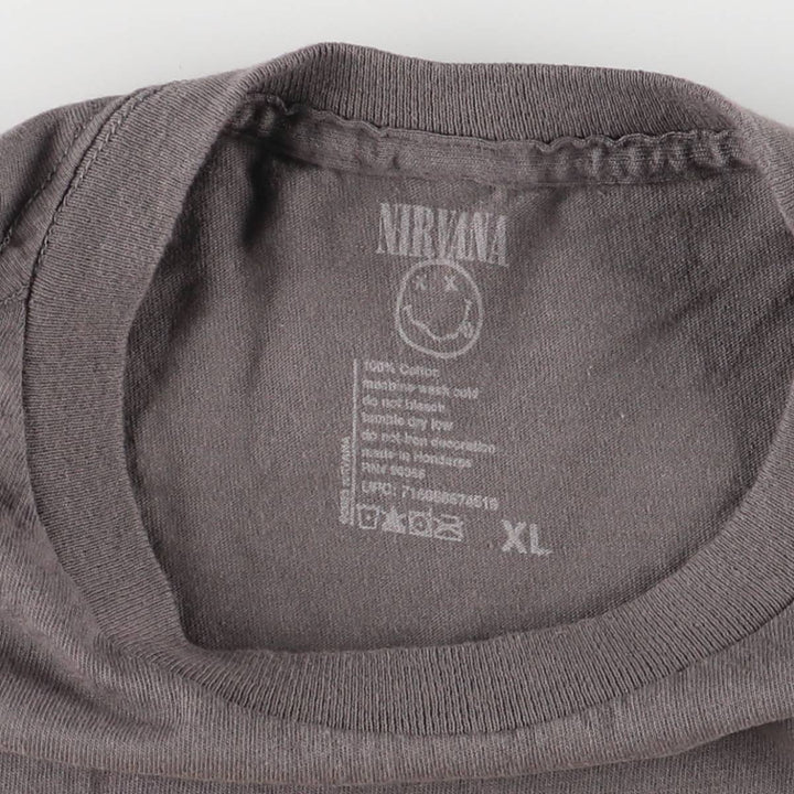 NIRVANA Nirvana Band T-shirt, Band T, Men's XL size cotton gray type Vintage Second Hand