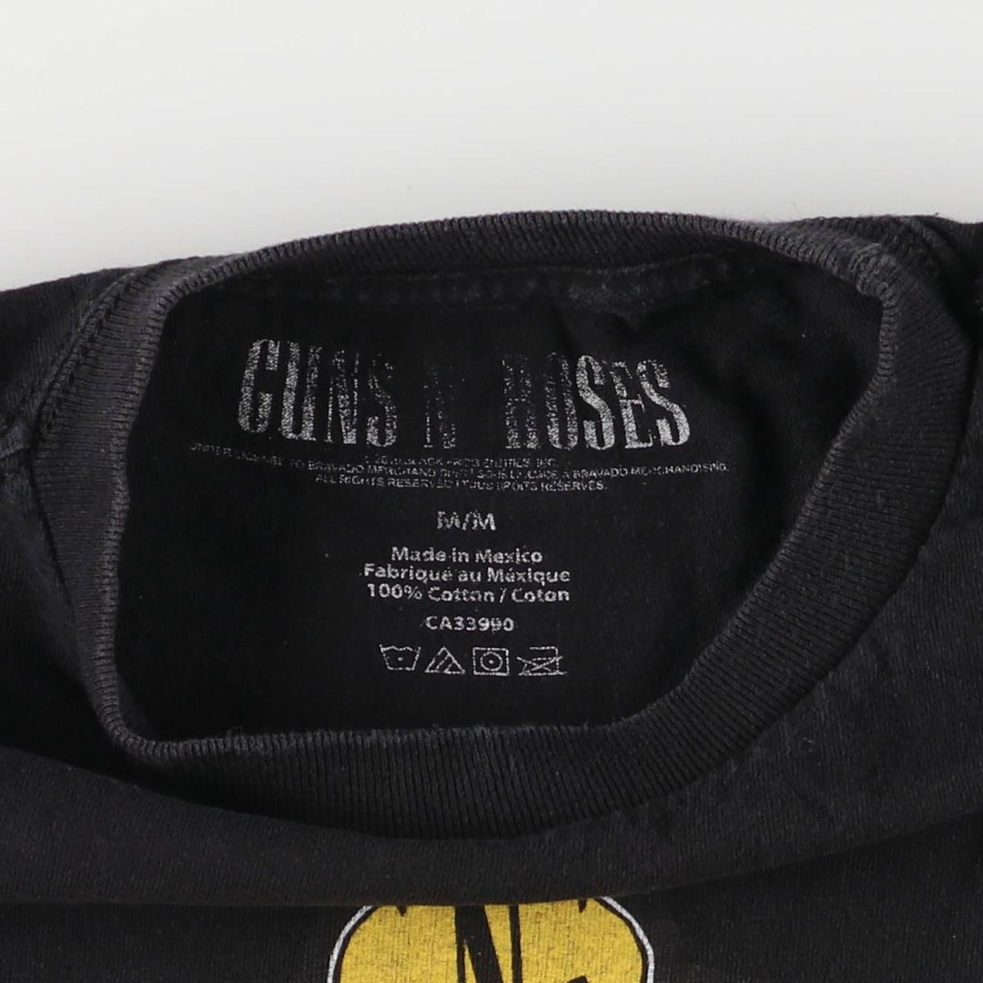GUNS N' ROSES Skull Pattern Band T-shirt, Men's M size cotton black type Vintage Second Hand