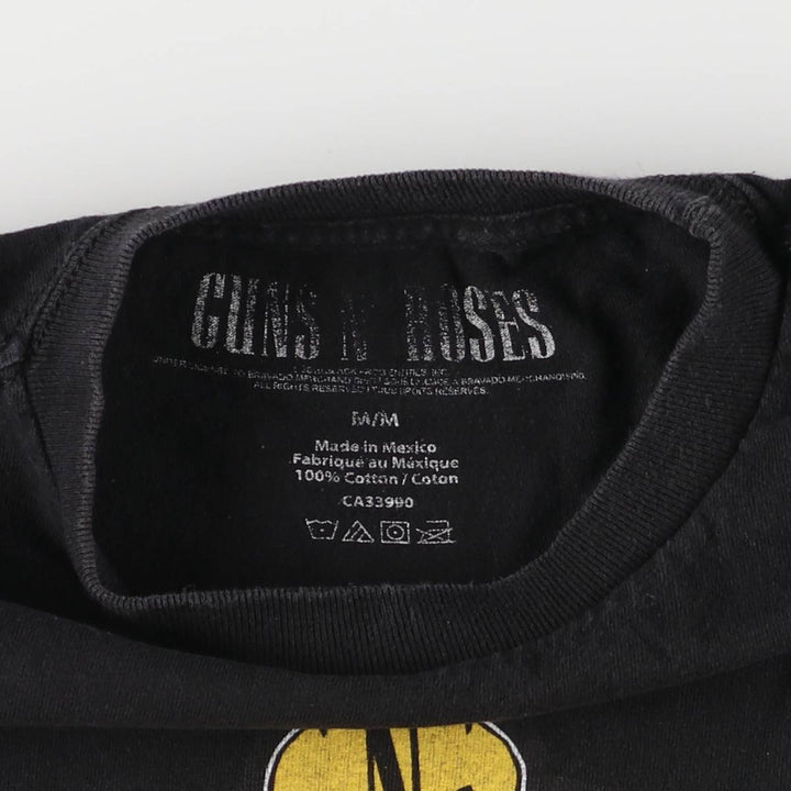 GUNS N' ROSES Skull Pattern Band T-shirt, Men's M size cotton black type Vintage Second Hand