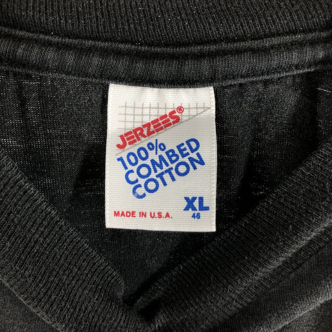 90'S Jerzees Embroidered T-shirt Made in USA Men's XL Vintage cotton black type Vintage Second Hand