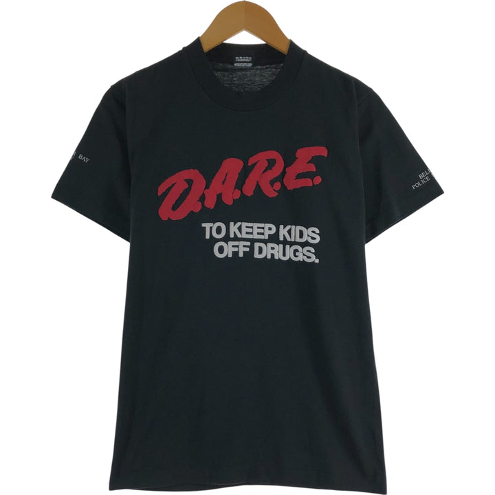 90'S Screen Stars BEST DARE Drug Abuse Prevention Education Printed T-Shirt Made in USA Men's M Size Vintage cotton black type Vintage Second Hand