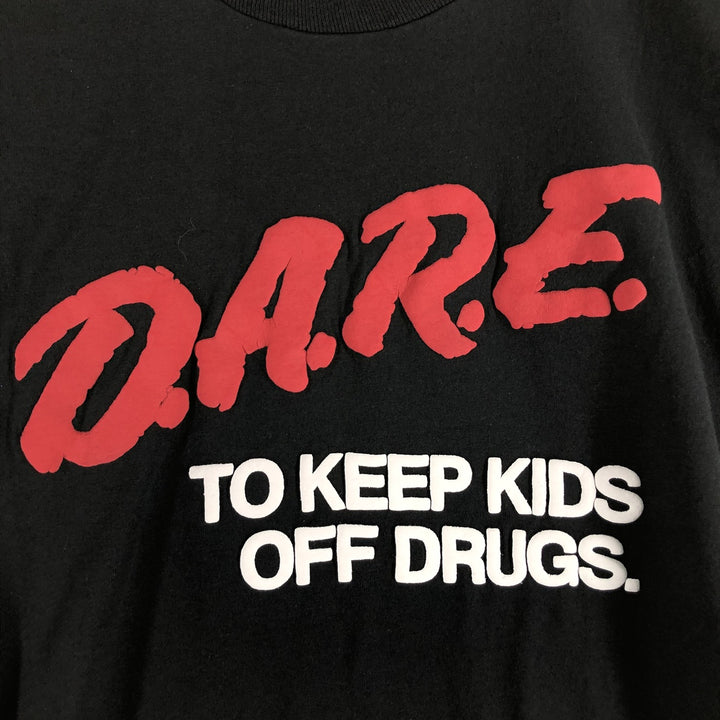 90'S Screen Stars BEST DARE Drug Abuse Prevention Education Printed T-Shirt Made in USA Men's M Size Vintage cotton black type Vintage Second Hand