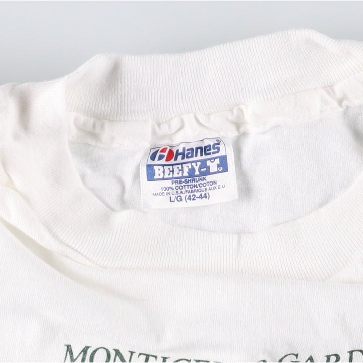 Vintage 90'S Hanes printed T-shirt, made in the USA, size L for men cotton white type Vintage Second Hand