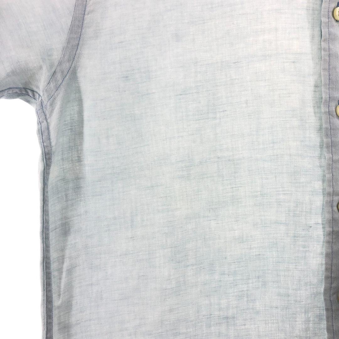 Brooks Brothers IRISH LINEN short sleeve linen button down shirt, men's size M linen Blue type light blue Vintage Second Hand
