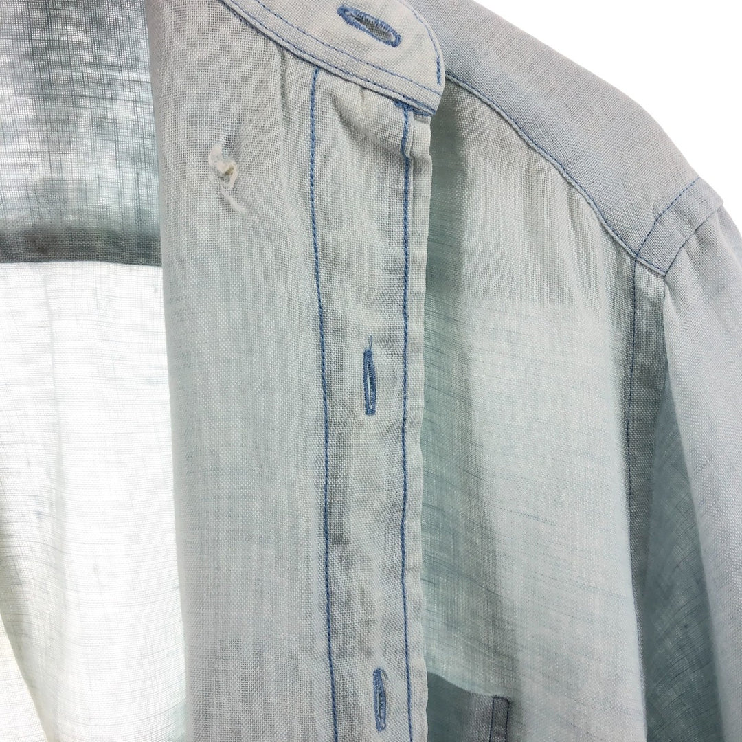 Brooks Brothers IRISH LINEN short sleeve linen button down shirt, men's size M linen Blue type light blue Vintage Second Hand
