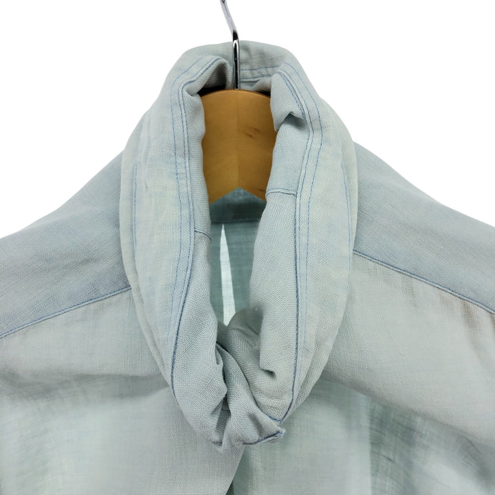 Brooks Brothers IRISH LINEN short sleeve linen button down shirt, men's size M linen Blue type light blue Vintage Second Hand