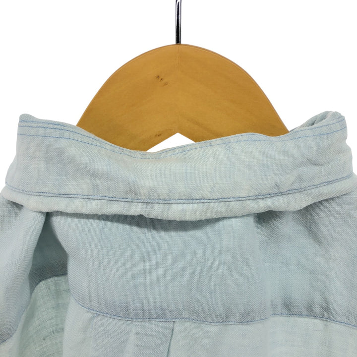 Brooks Brothers IRISH LINEN short sleeve linen button down shirt, men's size M linen Blue type light blue Vintage Second Hand