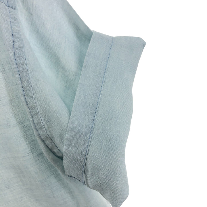 Brooks Brothers IRISH LINEN short sleeve linen button down shirt, men's size M linen Blue type light blue Vintage Second Hand