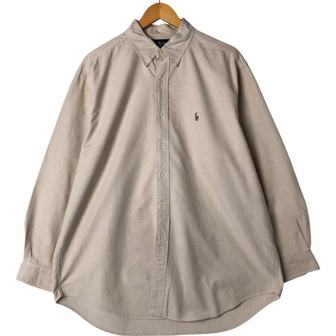 Ralph Lauren YARMOUTH long sleeve button down shirt, men's XL size cotton Beige type Vintage Second Hand