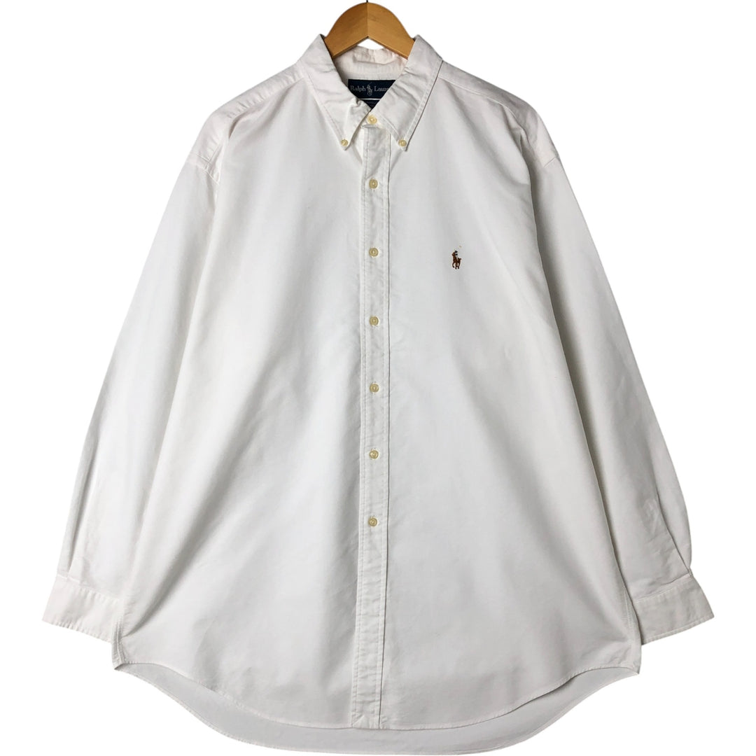 Ralph Lauren YARMOUTH long sleeve button down shirt, men's XL size cotton white type Vintage Second Hand