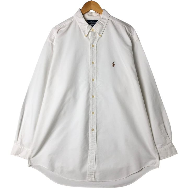 Ralph Lauren YARMOUTH long sleeve button down shirt, men's XL size cotton white type Vintage Second Hand