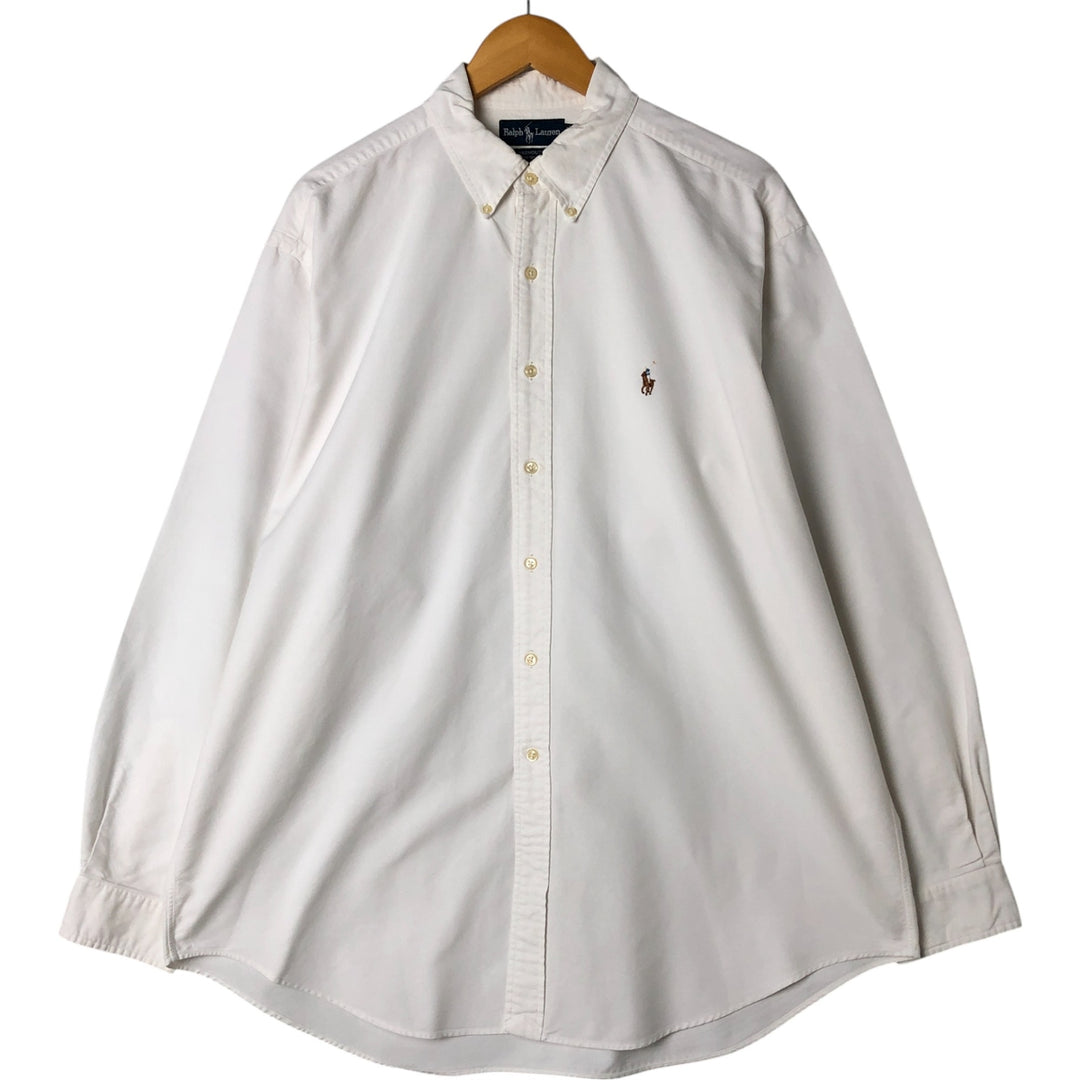 Ralph Lauren YARMOUTH long sleeve button down shirt, men's XL size cotton white type Vintage Second Hand