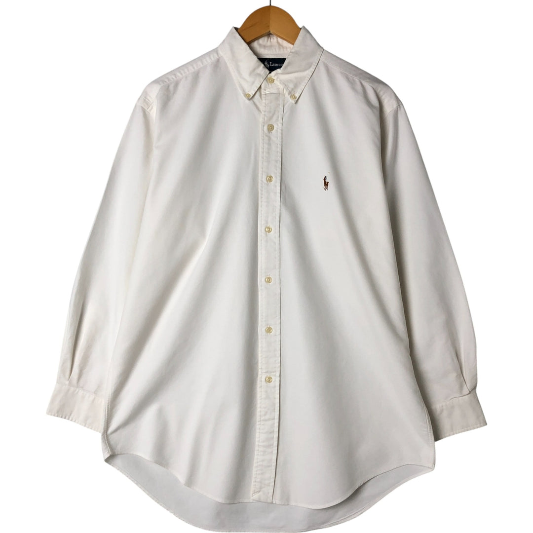 Ralph Lauren YARMOUTH long sleeve button down shirt, men's size M cotton white type Vintage Second Hand