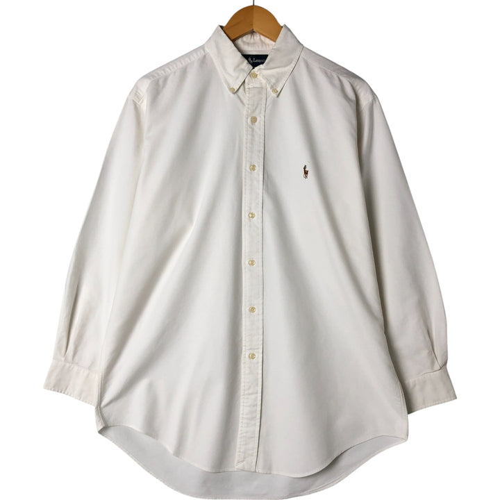 Ralph Lauren YARMOUTH long sleeve button down shirt, men's size M cotton white type Vintage Second Hand