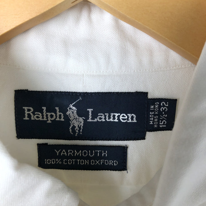 Ralph Lauren YARMOUTH long sleeve button down shirt, men's size M cotton white type Vintage Second Hand