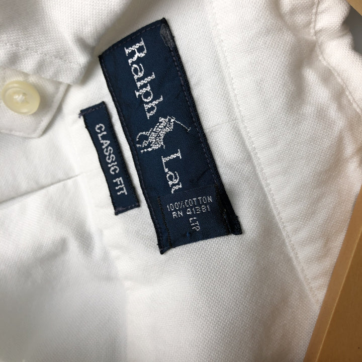 Ralph Lauren Classic Fit Long Sleeve Button Down Shirt Men's M cotton white type Vintage Second Hand