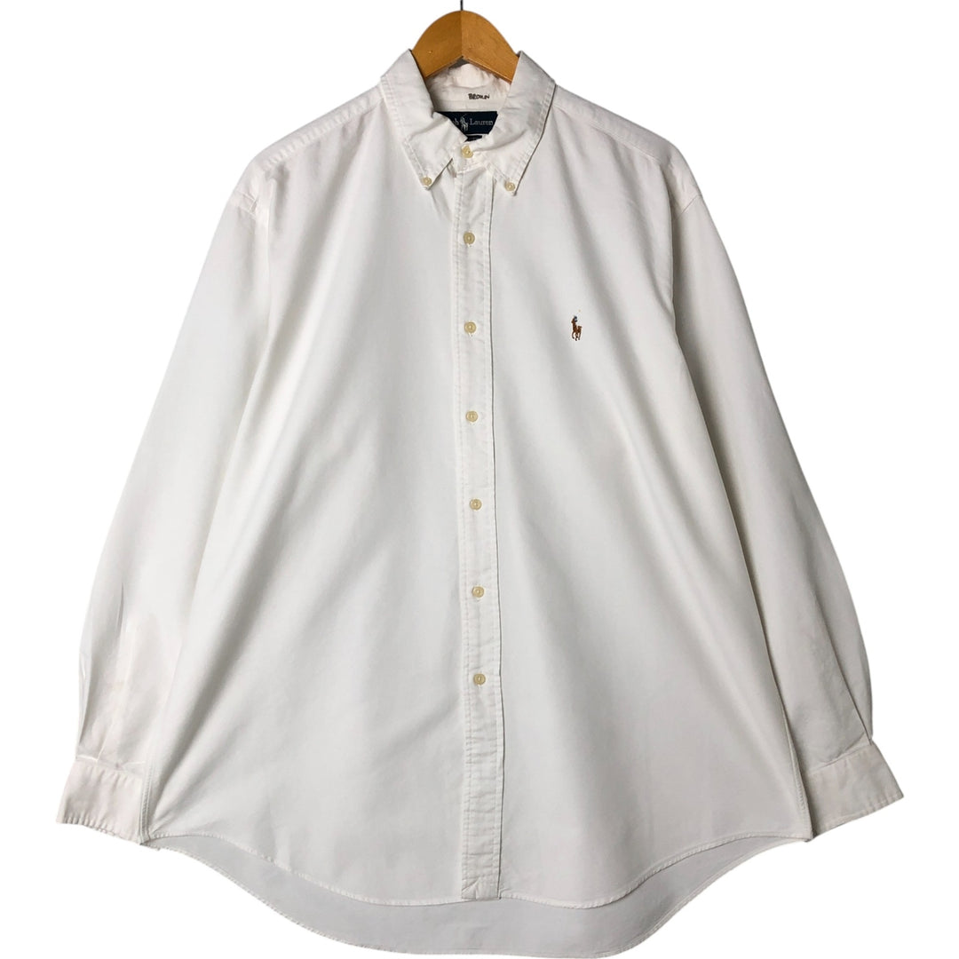 Ralph Lauren YARMOUTH long sleeve button down shirt, men's size L cotton white type Vintage Second Hand