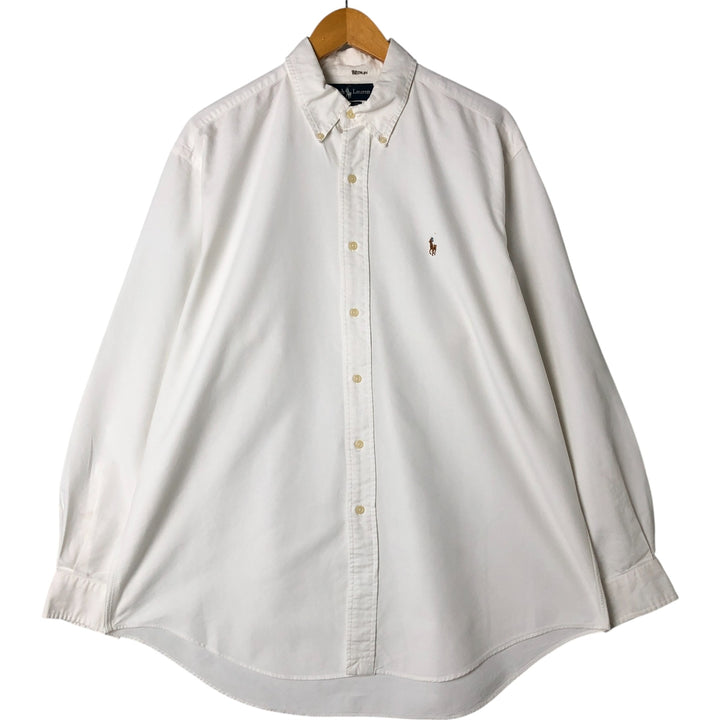Ralph Lauren YARMOUTH long sleeve button down shirt, men's size L cotton white type Vintage Second Hand