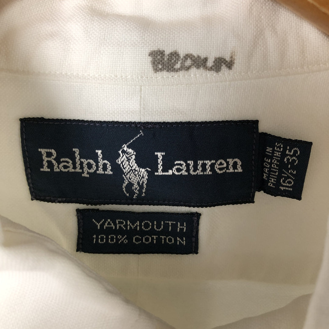 Ralph Lauren YARMOUTH long sleeve button down shirt, men's size L cotton white type Vintage Second Hand