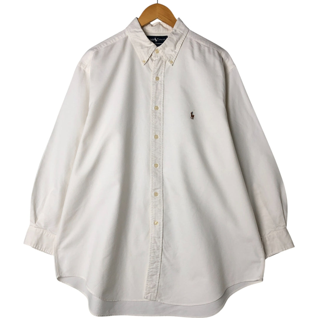 Ralph Lauren YARMOUTH long sleeve button down shirt, men's XL size cotton white type Vintage Second Hand