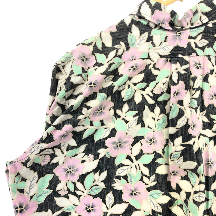 90'S Reyn Spooner Swimsuit Tag All-Over Print Pullover Button-Down Hawaiian Aloha Shirt Box Shirt Men's XL Size cotton black type Vintage Second Hand