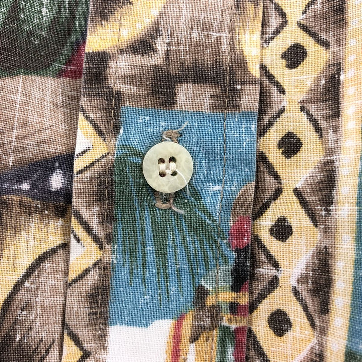 90'S Reyn Spooner MELE KALIKIMAKA all-over print pullover button-down Hawaiian aloha shirt, men's size L cotton brown type Vintage Second Hand
