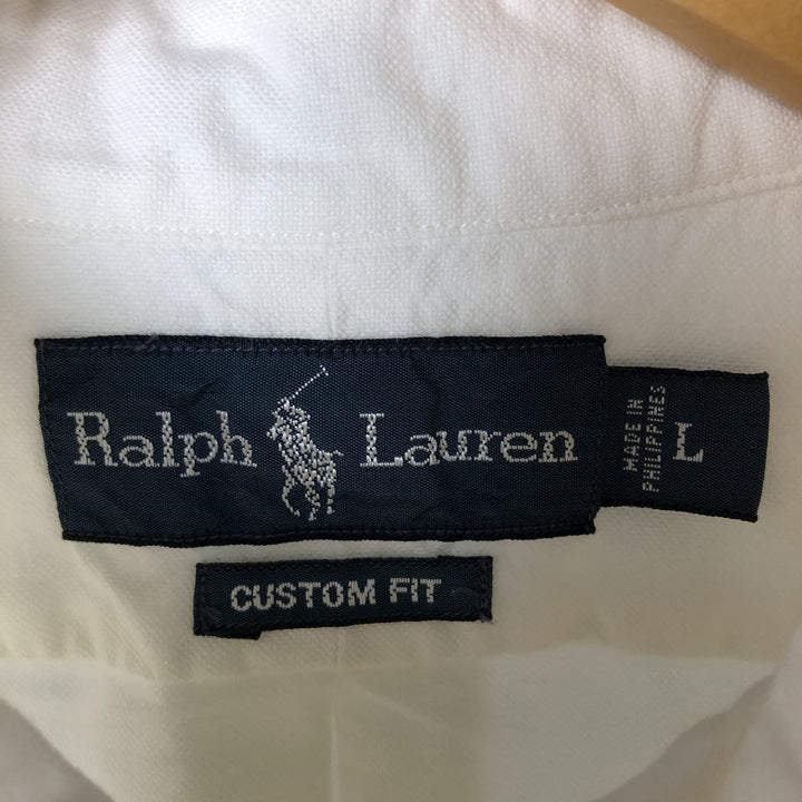 Ralph Lauren CUSTOM FIT long sleeve button down shirt, men's size L cotton white type Vintage Second Hand