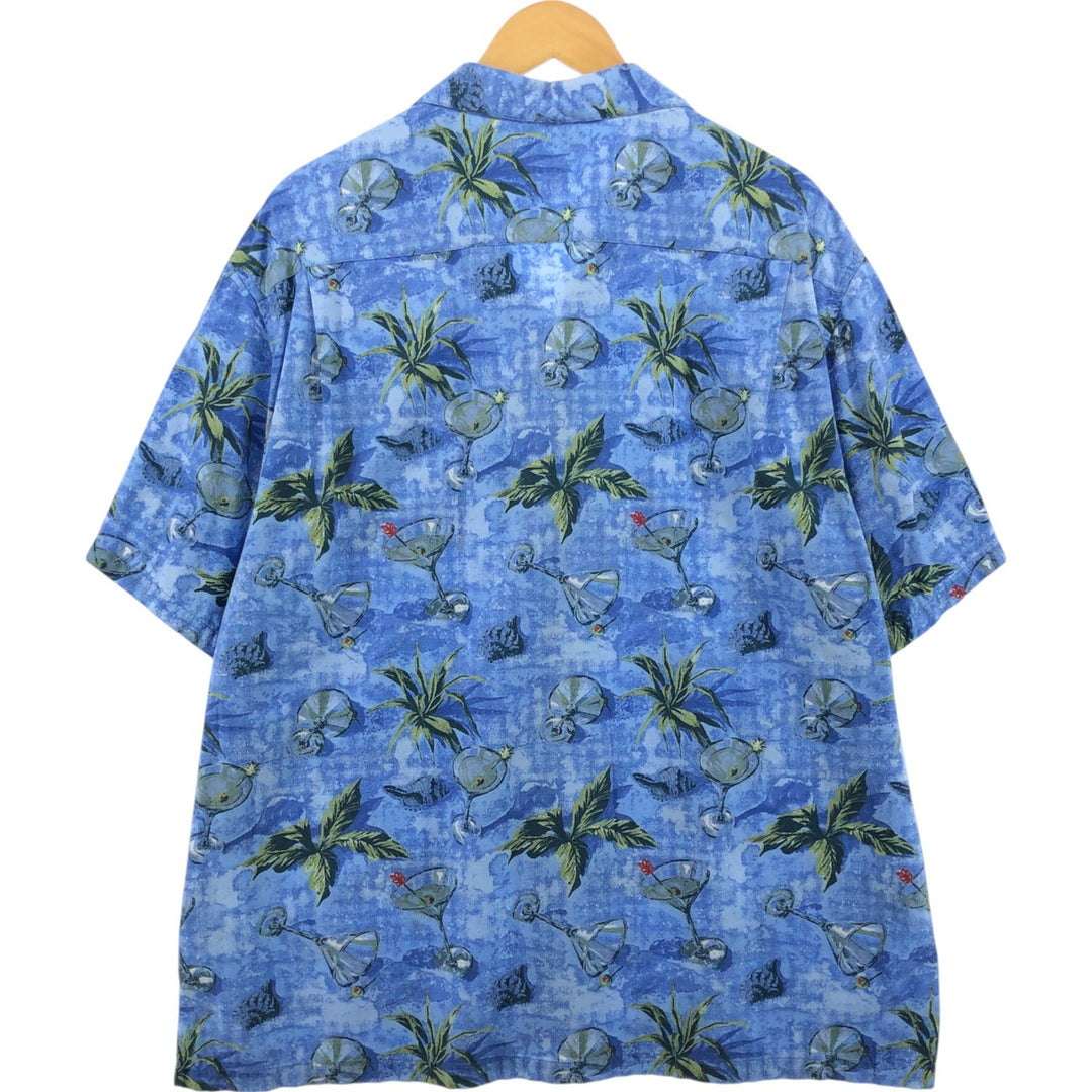 00'S Columbia RIVER LODGE Open Collar Hawaiian Aloha Shirt Box Shirt Men's XL cotton blue type Vintage Second Hand