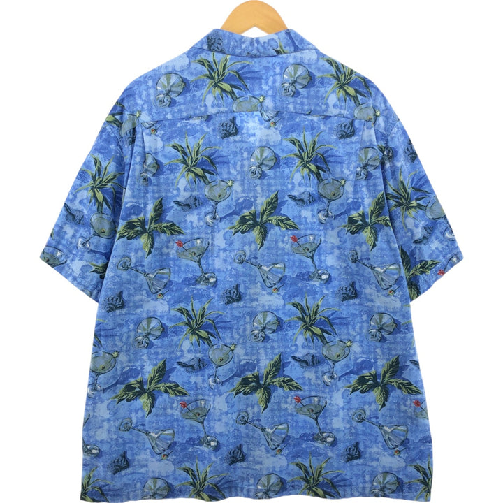 00'S Columbia RIVER LODGE Open Collar Hawaiian Aloha Shirt Box Shirt Men's XL cotton blue type Vintage Second Hand