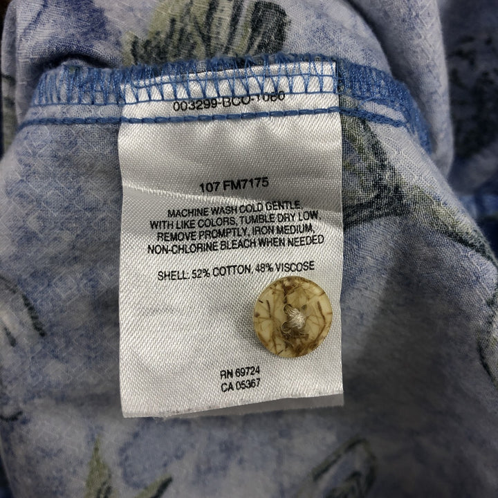 00'S Columbia RIVER LODGE Open Collar Hawaiian Aloha Shirt Box Shirt Men's XL cotton blue type Vintage Second Hand