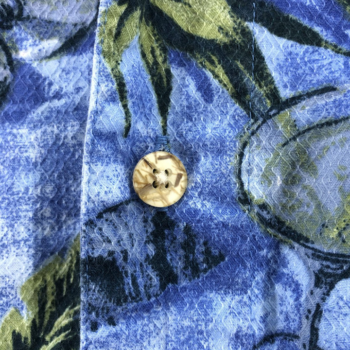 00'S Columbia RIVER LODGE Open Collar Hawaiian Aloha Shirt Box Shirt Men's XL cotton blue type Vintage Second Hand