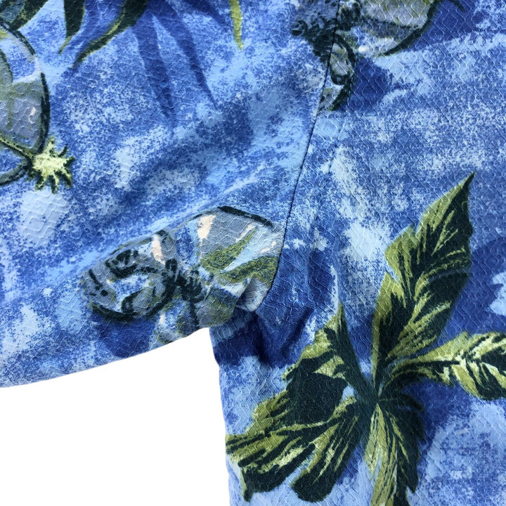 00'S Columbia RIVER LODGE Open Collar Hawaiian Aloha Shirt Box Shirt Men's XL cotton blue type Vintage Second Hand