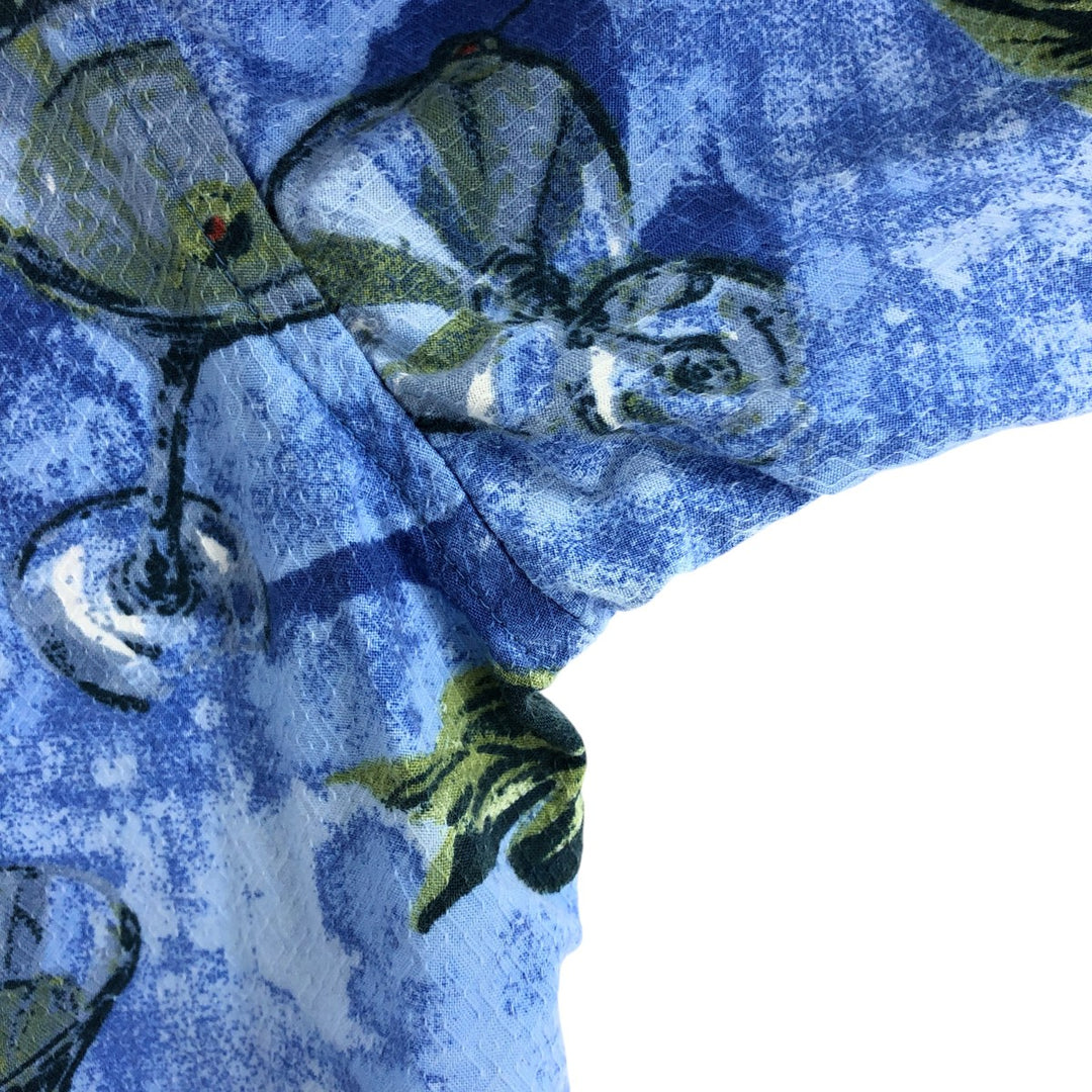 00'S Columbia RIVER LODGE Open Collar Hawaiian Aloha Shirt Box Shirt Men's XL cotton blue type Vintage Second Hand